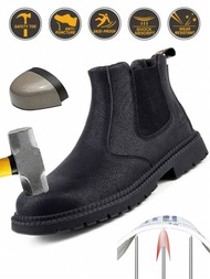 男士鋼頭安全工作靴-防刺穿、抗衝擊、抗壓力、防滑、防高溫、防油污