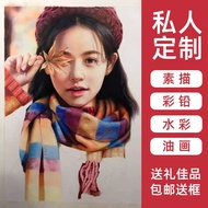 Potret Lukisan Pensel Warna Potret Foto Lukisan Tangan Ubahsuaian Potret Kehidupan Nyata Lakaran Luk