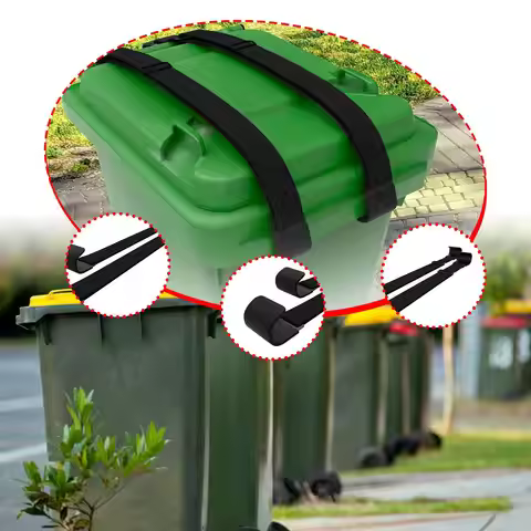 2x Trash Can Lock Straps Bungee Cord with Double Hooks Recycling Trash Bin