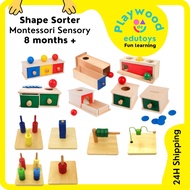 [MY Ready Stock] Montessori Sensory Sorting Drop Box Wooden Educational Toys Kids Baby 8 months