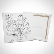Kanvas Lukis Sketsa Bunga Tulip Berkualitas || 20x20 cm