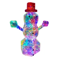 Christmas Prismatic Iridescent Snowman Ornaments LED Light Up Snowman Figurine USB Powered Table Dec