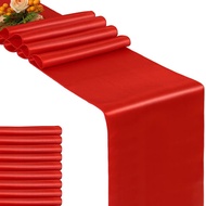 ผ้าปูโต๊ะซาตินสีแดงขนาด12 "X 108"/30X275ซม. งานแต่งงานบ้านโต๊ะโรงแรมเครื่องประดับโต๊ะแต่งงานอุปกรณ์ตกแต่ง
