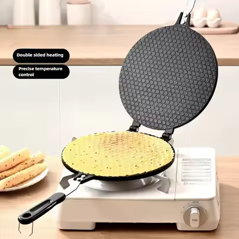 Aluminium Alloy Waffle Cone Maker Multipurpose Pancake Egg Roll Pan Non Stick Double Sided Egg Roll 