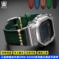 Suitable for Casio G-SHOCK Series GMW-B5000 Gold Silver Nugget Small Square Modified Retro Genuine Leather Watch Strap