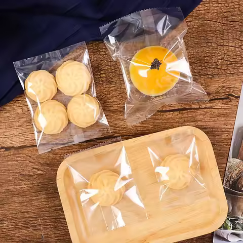 200pcs Transparent Machine Seal Bags Candy Snowflake Cake Nougat Packaging Bag Flat Plastic Bag Wedd