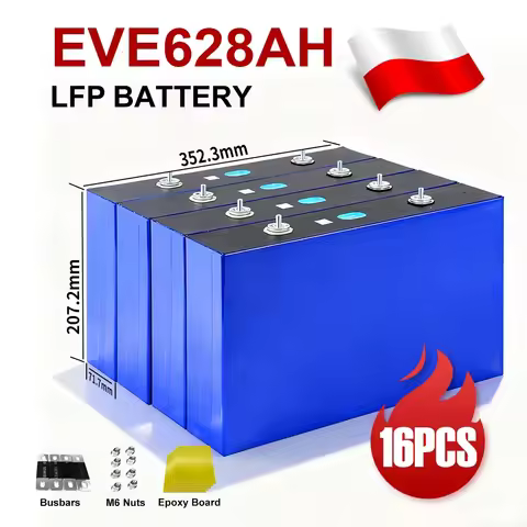 EU Stock EVE MB56 628Ah Lifepo4 Battery 3.2V Grade A Prismatic Cell 12000 Cycles for 12V 24V 48V Bat