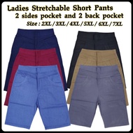 【Stock sedia ada 5388】Seluar pendek perempuan Ladies Stretchable Short Pants 2 sides pocket and 2 ba