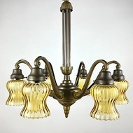 令人驚歎的古董吊燈 20世紀20年代|裝飾藝術風格的天花板 6 燈 |