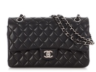 Chanel Black Quilted Lambskin Medium Classic Double Flap Bag Silver Hardware, 2016-2017