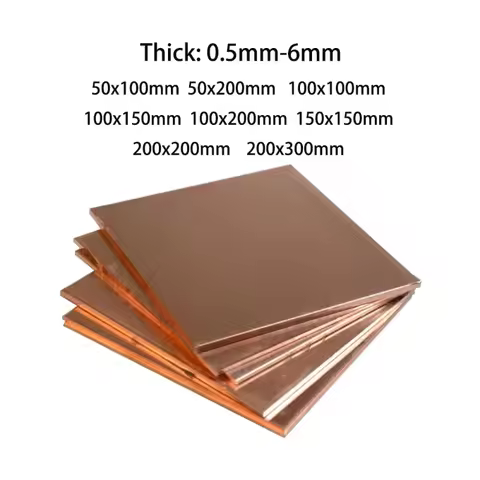 1pcs T2 Purity Copper Sheet Metal Plate Thickness 0.5 0.8 1 1.5 2 3 4 5 6mm Metal Sheet 50x100mm 100