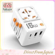 Universal Travel Adapter with GaN 65W PD Fast Charging - TESSAN Worldwide Converter with Multi-Type 