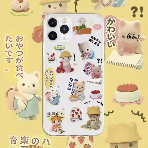 Miniso X Sylvanian Families Milo Phone Case For iPhone 16 15 14 11 12 13 Pro Max Plus Mini X XS XR C