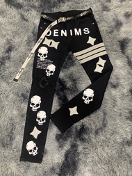 กางเกงยีนส์ฟอกคาดแถบหนัง Holdem Denim style