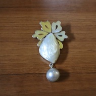 CROWN BROOCH - bros mutiara / bros perak / mutiara air laut lombok