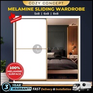 [FREE INSTALL] 100% Melamine Almari Baju Full Cermin /Mirror Wardrobe Sliding Door Anti Jump 5ft / 6