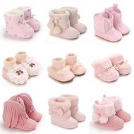 Baby Girl Pink Fleece Lined Winter Boots Series Multiple Styles Non-slip Soft Gum Sole Warm Indoor O