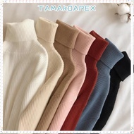 Tamakoarex Long Sleeve Turtleneck Sweater - Soft Ribbed Knit Fall Essential