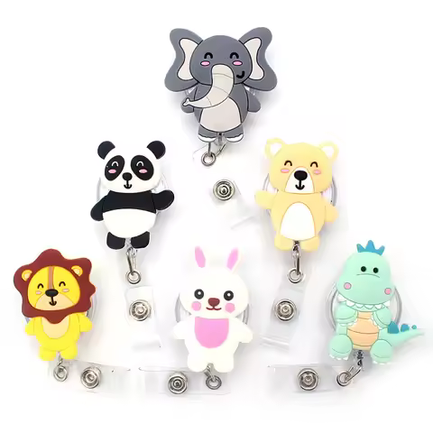 6 Style Forest Cute Animal Panda & Bear Retractable Card Holder Badge Reel Nurse Exhibition Enfermer