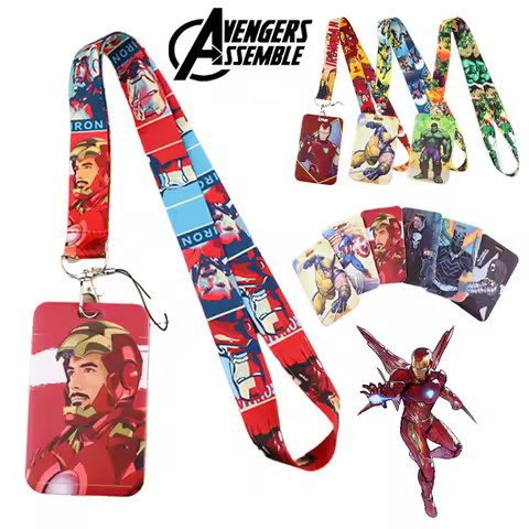 Marvel Avengers Card Holder Iron Man Thor Phone key Neck Cord Lanyard Student Credit ID Card Holder 