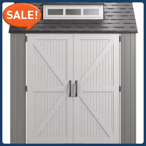 Hot salesResin Outdoor Storage Shed With Floor (7 x 7 Ft), Weather Resistant, Gray, Organization for