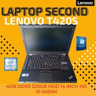 Bebas Ongkir! Laptop Second Lenovo Thinkpad T420S Core I5 2450M 4Gb
