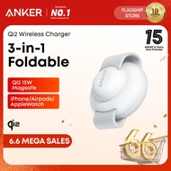 Anker MagGo UFO 3-in-1 Charger Wireless Charger Station, Qi2 Certified 15W, Foldable Travel Charging