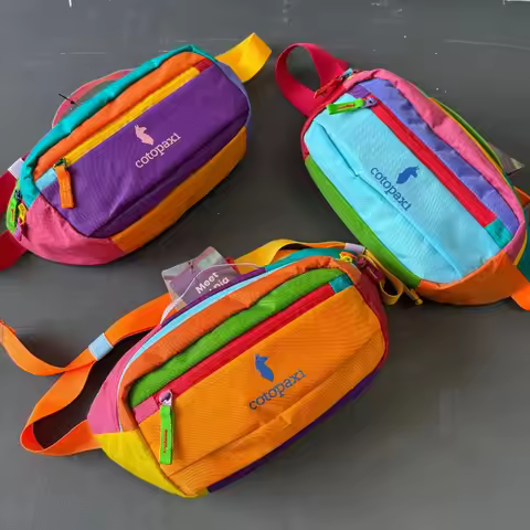 Dopamine Color Block Patchwork Fanny Pack Unisex Waterproof Nylon Crossbody Chest Bag Lightweight Ru