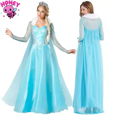 Frozen Cosplay Elsa Cosplay Costume Princess Dress Cloak Elsa Adult Ice and Snow Princess Dresses Ha