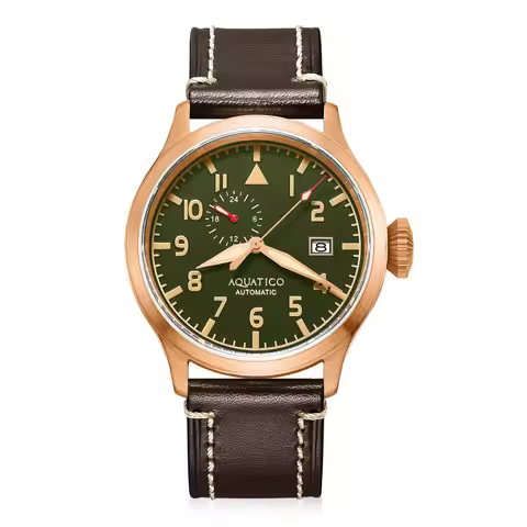 Aquatico Men's Bronze Pilot watch Green Dial