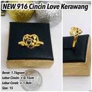 NEW 916 RING Cincin Kerawang Love, Fesyen, Datin & Curve 1C 2C 1g 2g 3g 4g 6g 7g 250425#SH117