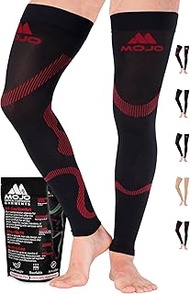 Mojo Compression Socks - 20-30mmHg Graduated Support Thigh-Hi Leg Sleeves with Grip Top - 10 Sizes, 