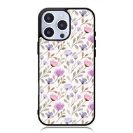 Case iPhone 16 15 14 13 12 11 Mini Plus Pro Max TPU Rubber Custom Softcase Floral Purple Wallpaper