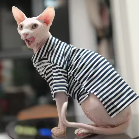 Sphynx Cat Clothes Summer Cool Breathable Soft Outfit for Hairless Cats Devon Rex Abyssinian