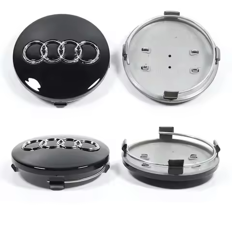 Valve Stems Caps 4Pcs 60/61/68/69mm Car Wheel Center Hub Cap Rim Cover For Audi Sline A1 A3 A4 A5 A6