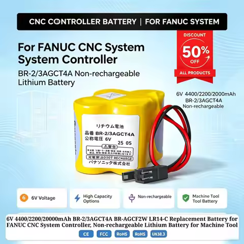 6V 4.4/2.2/20Ah BR-2/3AGCT4A BR-AGCF2W LR14-C Replacement Battery for FANUC CNC System Controller, N