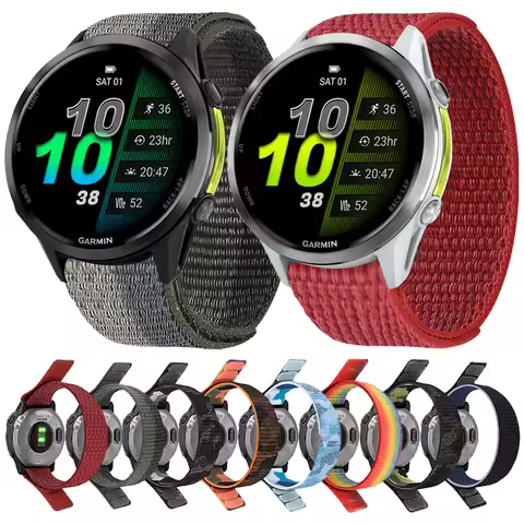 22mm 26mm QuickFit Nylon Loop Strap For Garmin Forerunner 970 965 955 Solar 945 LTE Band For Fenix 7