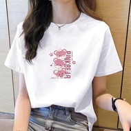 Tshirt for Women New Fashion Short Sleeve T-shirt Cartoon Printing Top Round Neck Ladies Tops Ready 