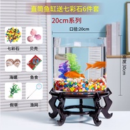 Akuarium ikan emas, akuarium kaca, akuarium penyu besar berbentuk silinder bulat yang kreatif dan ek