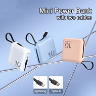 Portable Mini 5000mAh Power Bank Build-in Cable Fast Charger External Spare Battery Small Powerbank