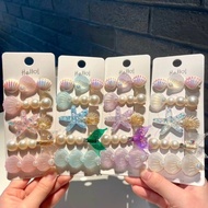 Set of 5 bangs clips shaped like oceans, starfish, and seashells, super cute for the beach