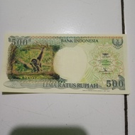 👍 Uang Kertas 500 Rupiah Tahun 1991 Monyet Gantung