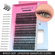 GROINNEYA Voluminous Eyelash Cat Eye Fox Eye Eyelashes DIY Eyelash Extensions False Lash Clusters