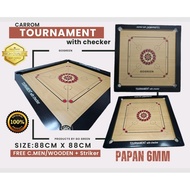 New Tournament Carrom Board with Checker. (Solid Wood Frame)