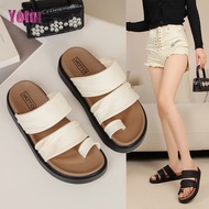 YOTO Casual Flat Sandals Single-Finger Double-Strap Comfortable Outdoor Rubber Slippers