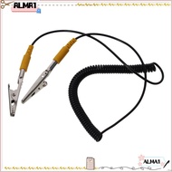 ALMA Anti-Static ESD Grounding Cable, Black 2mm Coiled Cord, 180cm / 71" Polyurethane Male-to-Female