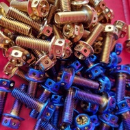 TITANIUM BLUE / GOLD 1PC =  M8×25 ALLOY SKRU FOOTREST / TAPAK EKZOS Y15ZR LC135 RS150 Y125Z M8