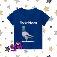 KIDS TSHIRT TEE DOVE FREE NAME FREE NAME AGE 3 4 5 6 7 8 9 10 11 12 BIRD MANUK JAPATI 001