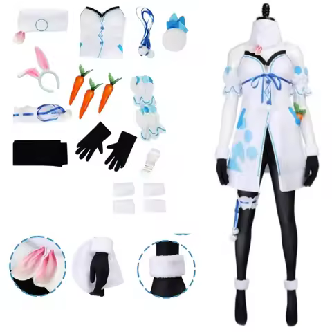 Usada Pekora Cosplay Costume Anime Cute Rabbit Uniform Hololive White Dress Panty Outfit Woman Hallo
