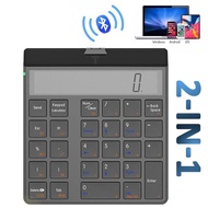 Bluetooth Numeric Keyboard Calculator 2 in 1 With LCD Screen Wireless Number Keypad Bluetooth Electronic Calculator 12 Digits